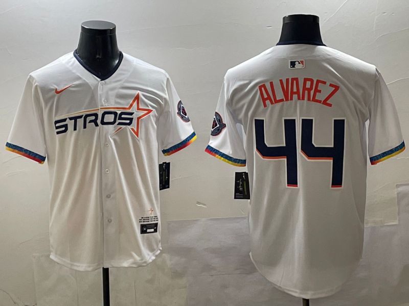Men Houston Astros 44 Alvarez White Fourth generation Joint Name 2025 Nike MLB Jersey style 1